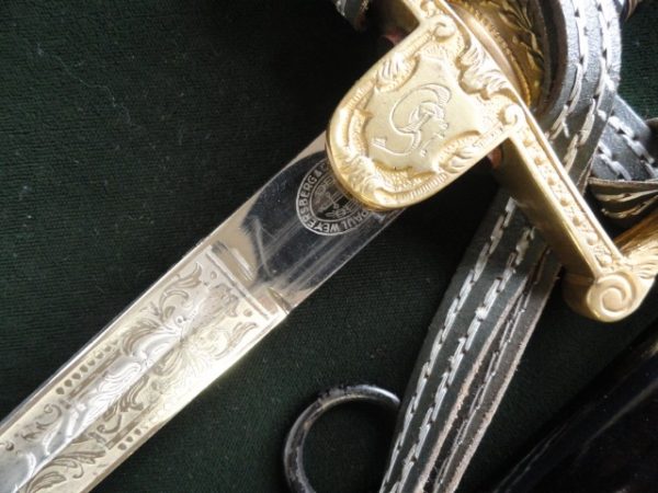 Personalized Third Reich Lion Head Sword w/Double-Etched Blade (#22822)